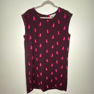 Loft Smitten Kitten Kitty Cat Shift Mini Dress in size M. Maroon Pink Cats